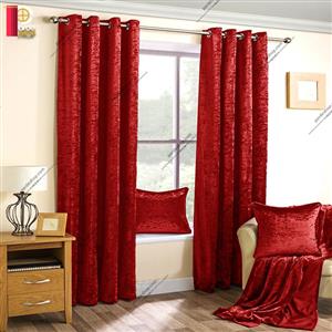 پرده مخمل پانچی براق قرمز