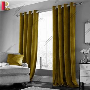 پرده مخمل پانچی ترک طلایی روشن