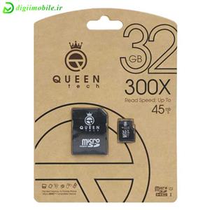 کارت حافظه QUEEN TECH 32G کلاس 10 سرعت 45MB/s همراه با آداپتور 