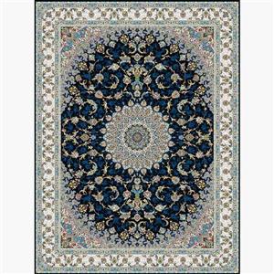 فرش ماشینی زاگرس طرح صنوبر کد 3500 زمینه سرمه ای