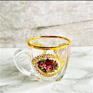 فنجان سلتیک لب طلایی گل رز چین