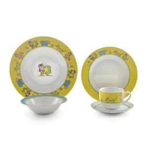 سرویس چینی 5 پارچه کودک چینی زرین ایران سری ایتالیا اف مدل Farm درجه عالی Zarin Iran Porcelain Inds Italia-F Farm 5 Pieces Porcelain Children Dinnerware Set Top Grade