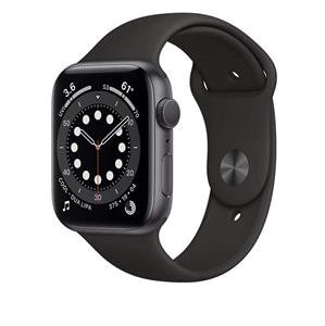 ساعت هوشمند اپل واچ سری 6 مدل 44 میلی متری با بند مشکی و بدنه آلومینیومی خاکستری Apple Watch Series 6 44mm Space Gray Aluminum Case with Black Sport Band