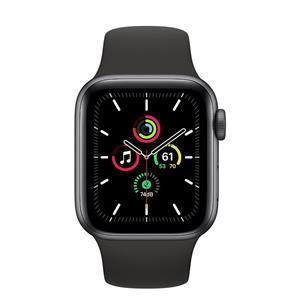 ساعت هوشمند اپل واچ سری SE مدل 40 میلی متری با بند مشکی و بدنه الومینیومی خاکستری Apple Watch Series 40mm Space Gray Aluminum Case with Black Sport Band 