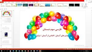 پاورپوینت چشم های آسمان ، افتادن از آسمان ، نیایش فارسی سوم دبستان