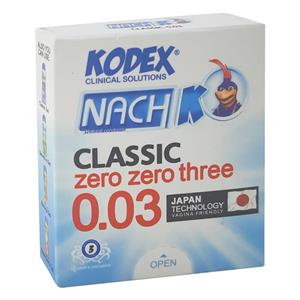 کاندوم ناچ کدکس مدل 0.03 بسته 3 عددی Kodex Super In 1 Condoms 