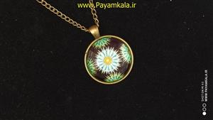 گردنبند دخترانه رزین طرح گل سبز و آبی