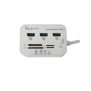 هاب چند کاره USB به 3.0 SD card MS M2 TF وریتی مدل H408 Verity High Speed 3Port Hub 