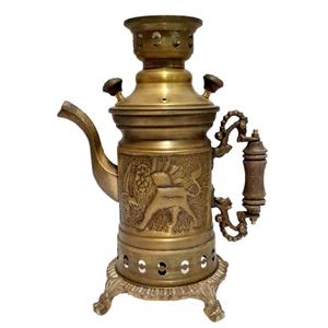 کتری برنجی قلم کاری مدل زغالی آنتیک شده