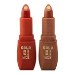 ست ۲ تایی رژ جامد دو رنگ مغز طلایی تایلامی کد ۲ (Tailaimei Gold Sequins Lipstick Waterproof Long Lasting Code 02)