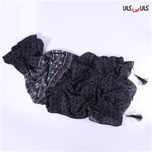 شال حریر زنانه طرح مشکی نقشدار کد A2653