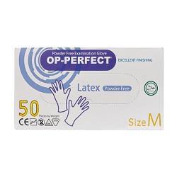 دستکش وینیل لاتکس سایزM اپی پرفکت 50 عددی Op-Perfect Latex Glove 50 Pcs Size M