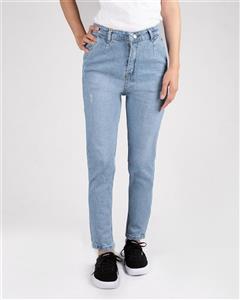 شلوار جین مام فیت آبی روشن