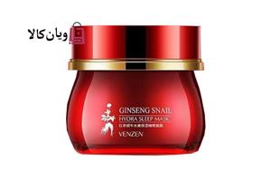 ماسک مرطوب کننده شب عصاره جینسینگ و حلزون برند ونزن Ginseng and Snail Mask Venzen Venzen Snail sleeping Mask And Ginseng