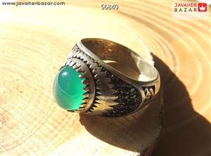 انگشتر نقره عقیق سبز مردانه - کد 56840