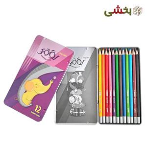 مداد رنگی 12 رنگ لوکی جعبه فلزی (looky)