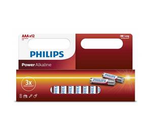 باتری نیم قلمی Alkaline برند فیلیپس مدل LR03P12B/97 سری Power بسته 12 عددی