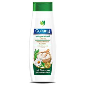 شامپو گیاهی گلرنگ حاوی عصاره پنج گیاه مناسب برای موهای خشک حجم 400 میل