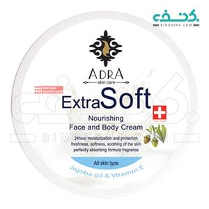 کرم تغذیه کننده و مرطوب دست صورت ادرا حاوی روغن جوجوبا ویتامین E حجم 200 میل Adra Extra Soft Jojoba Oil Face And Body Cream 200ml 