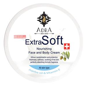 کرم تغذیه کننده و مرطوب دست صورت ادرا حاوی روغن جوجوبا ویتامین E حجم 200 میل Adra Extra Soft Jojoba Oil Face And Body Cream 200ml 