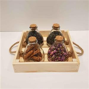 سینی دسته طنابی 25 سانتی رنگ چوب