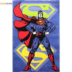گلیم فرش عروسکی طرح سوپرمن سایز 1.50*1 آبی 
