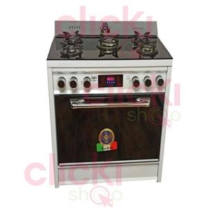 اجاق گاز طرح فر تکنو تک درب و رویه شیشه سفید کد ۱۰۵