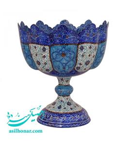 کاسه پایه دار مینا کاری خیاری...