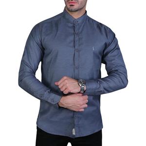 پیراهن مردانه آستین بلند یقه دیپلمات طوسی تیره پولو 41770241
