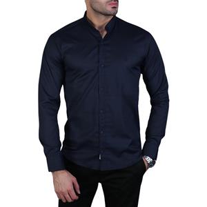 پیراهن مردانه آستین بلند یقه دیپلمات سرمه ای  41770203