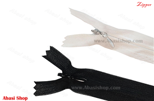 زیپ۲۰سانت مخفی سفیدیامشکی (یک بسته ۱۰۰ عددی)