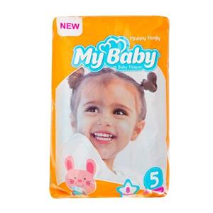 پوشک بچه مای بیبی نارنجی خانواده شاد سایز 5 بسته 8 عددی