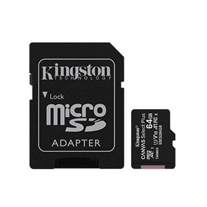 کارت حافظه microSDHC کینگستون مدل Canvas plus کلاس ۱۰ استاندارد UHS-I U1 سرعت ۱۰۰MBps ظرفیت ۶۴ گیگابایت به همراه آداپتور SD 