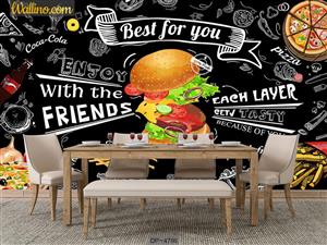 پوستر دیواری فست فود طرح برگر و پیتزا DP-4786