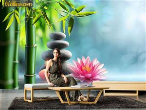 پوستر دیواری طرح بامبو و سنگ DA-4483