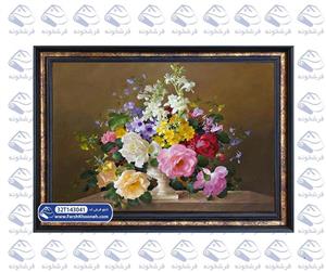 تابلو فرش گل و گلدان طرح نقاشی گلدان گل 