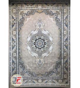 فرش قیطران طرح ساغر زمینه خاکستری (گل برجسته) 