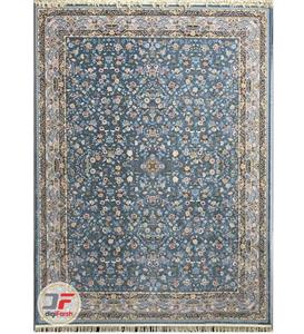 فرش ۱۲۰۰ شانه افشان پامچال کاشان گل برجسته سعادت آبی 9 متری کد ۲۳۱۲۴۶