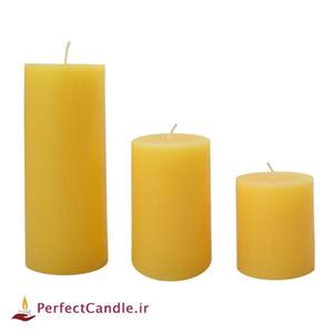 ست ۳ تایی شمع استوانه ای زرد رنگ 