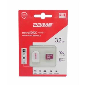 کارت حافظه Prime 32G کلاس 10 U3 سرعت 95MB/S همراه با رم ریدر
