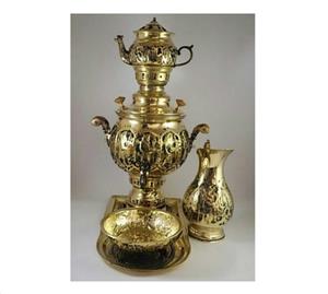 سرویس سماور زغالی برنجی (سیاه قلم) قلمزنی هخامنش سایز ۴ کد ۱۰۱۵۱۸