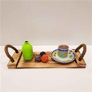 سینی چوبی طنابی کوچک رنگ سوخته