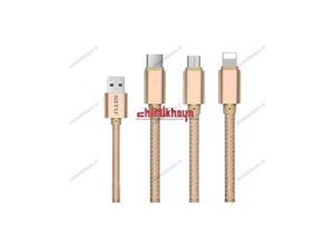 کابل تبدیل USB به microUSB/Lightning/USB-C نیتو NITU مدل NT-UC003 3 In 1 NITU NT-UC003 3 In 1 USB To microUSB/Lightning/USB-C Cable 1m