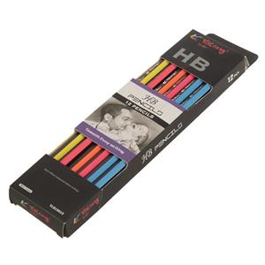 مداد مشکی یالانگ طرح راه راه بسته 12 عددی Yalong Stripped Design Black Pencil Pack of 12