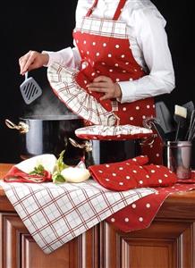 دستگیره قابلمه کتان طرح خالدار قرمز