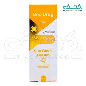 کرم ضد آفتاب بی رنگ دئودراگ 45 میلی لیتری SPF 50  Sun Block Cream SPF 50+ Dry & Normal Skin