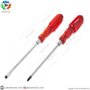 مجموعه 2 عددی پیچ گوشتی تاپ مکس نوک فولادی ضربه خور دسته شفاف 6*150