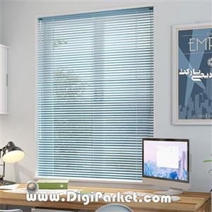 پرده کرکره فلزی فیروزه ای ساده ۲۵ میلیمتری