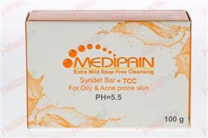 پن درماتولوژیک حاوی تری کلوکربان مخصوص پوست های چرب و آکنه ای مدیپن MEDIPAIN SYNDET BAR OILY SKIN