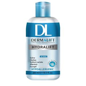 محلول پاک کننده پوستهای خشک هیدرالیفت درمالیفت 250 Dermalift Hydralift Hypoallergenic Micellar Cleansing Water For Dry Skin 250ml 